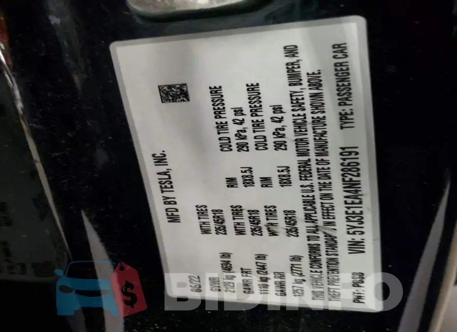 5YJ3E1EA4NF286191 Photo# 13