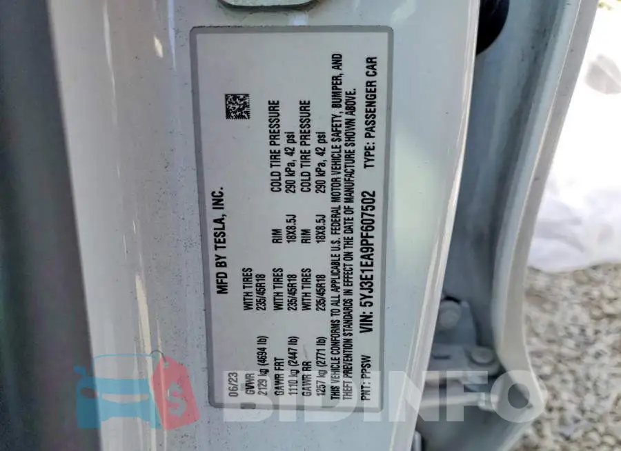 5YJ3E1EA9PF607502 Photo# 13