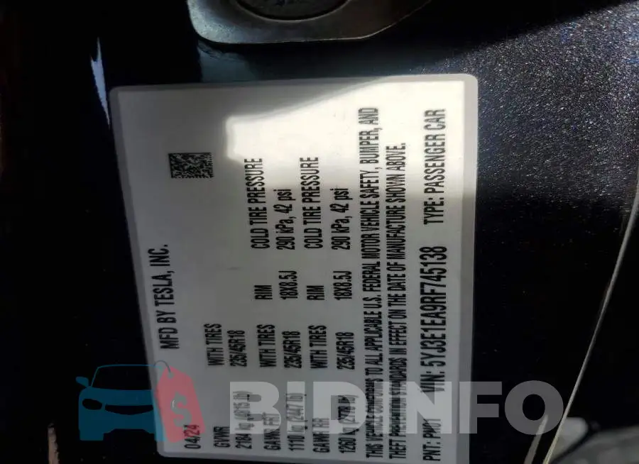 5YJ3E1EA9RF745138 Photo# 12