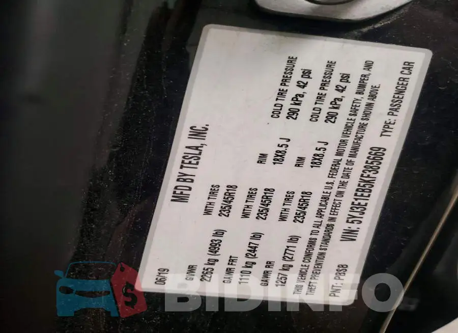 5YJ3E1EB5KF385669 Photo# 12