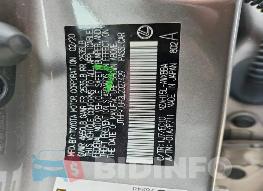 JTHP9JBH2L2027429 Photo# 12