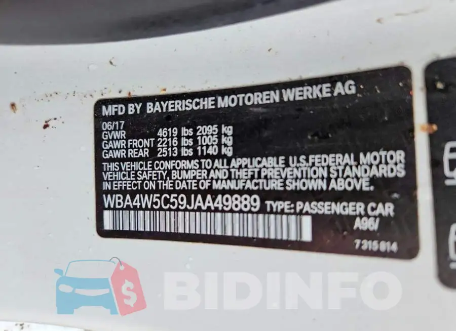 WBA4W5C59JAA49889 Photo# 12