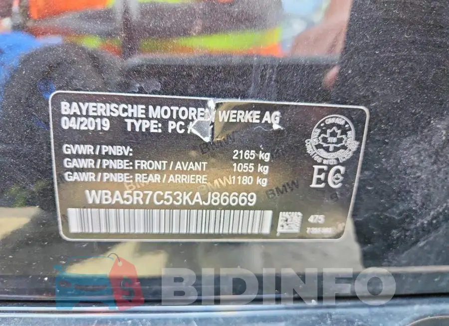 WBA5R7C53KAJ86669 Photo# 12