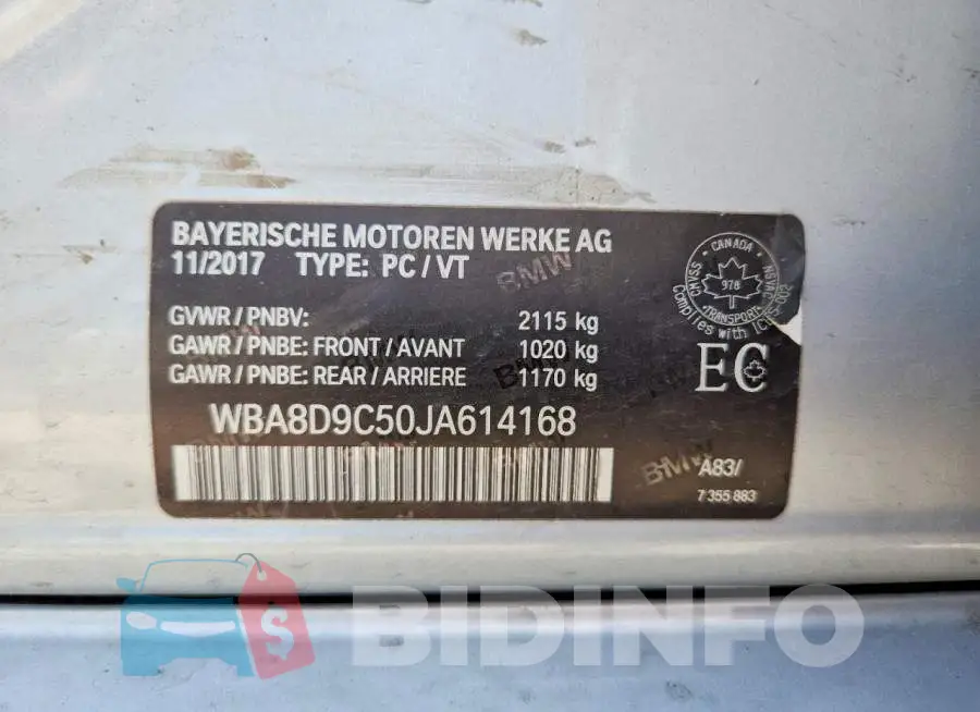 WBA8D9C50JA614168 Photo# 13