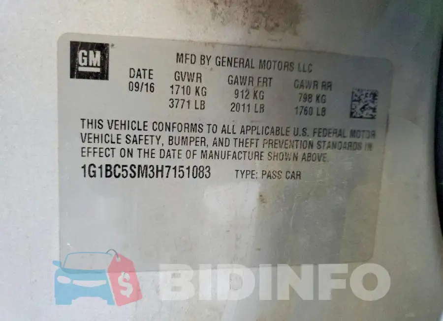 1G1BC5SM3H7151083 Photo# 12