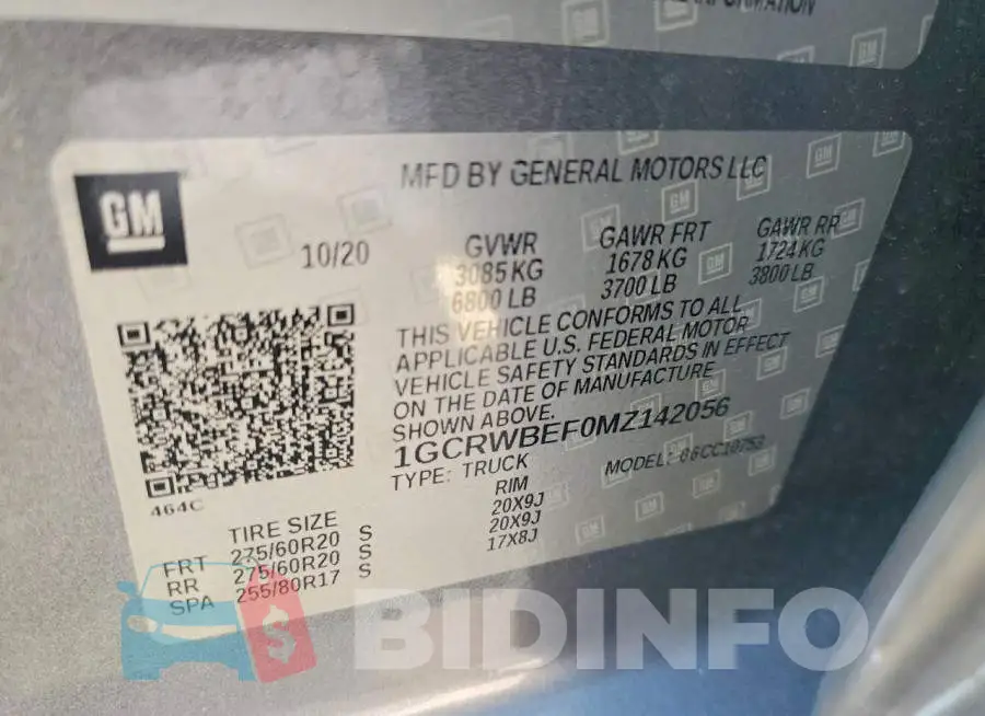 1GCRWBEF0MZ142056 Photo# 12