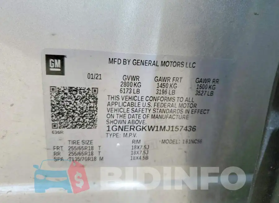1GNERGKW1MJ157436 Photo# 13