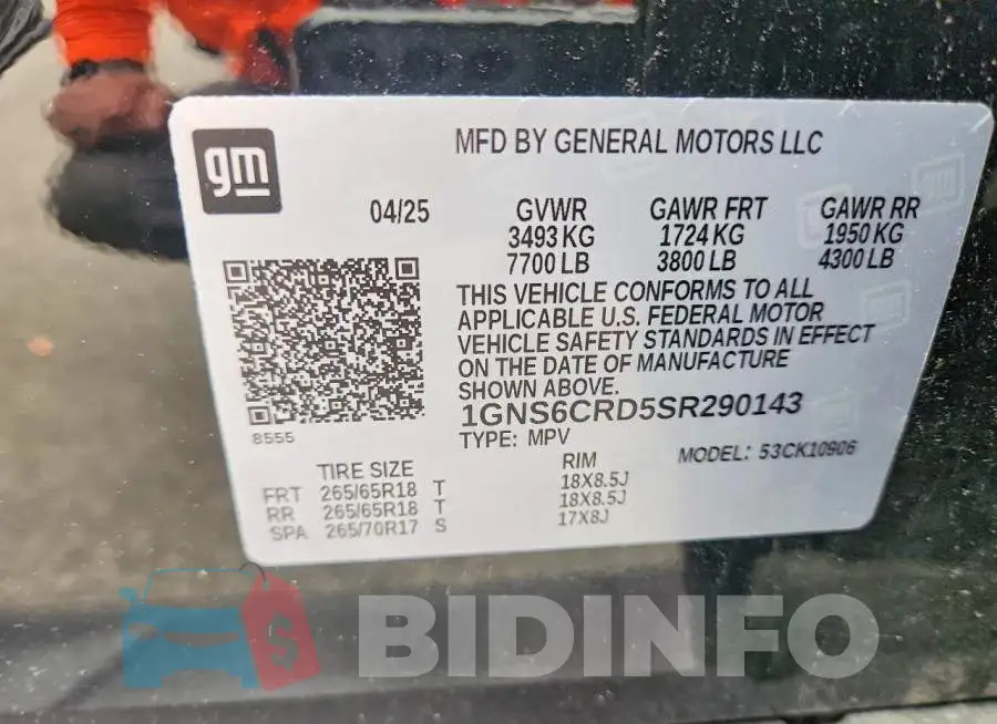 1GNS6CRD5SR290143 Photo# 14