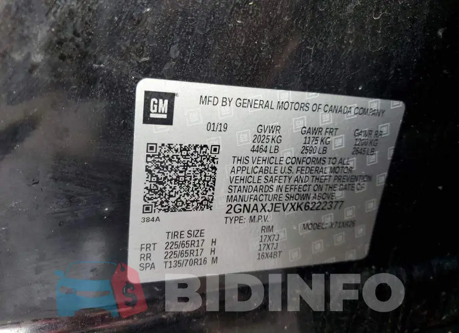 2GNAXJEVXK6222377 Photo# 13