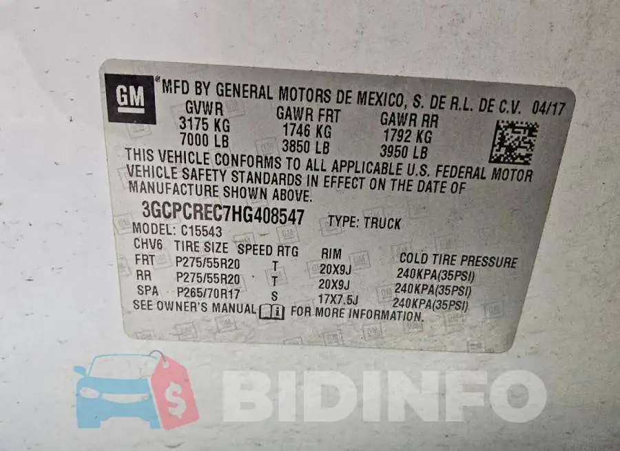 3GCPCREC7HG408547 Photo# 12