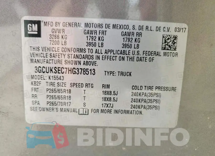 3GCUKSEC7HG378513 Photo# 12