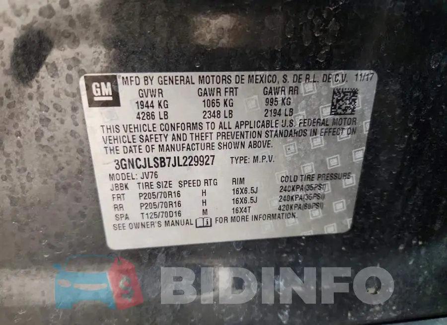 3GNCJLSB7JL229927 Photo# 13