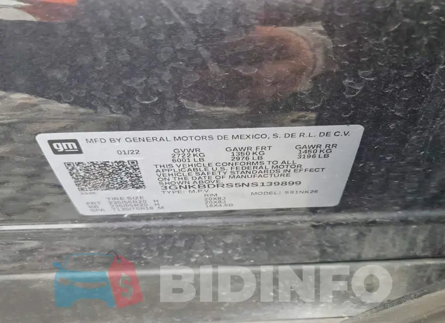 3GNKBDRS5NS139899 Photo# 13