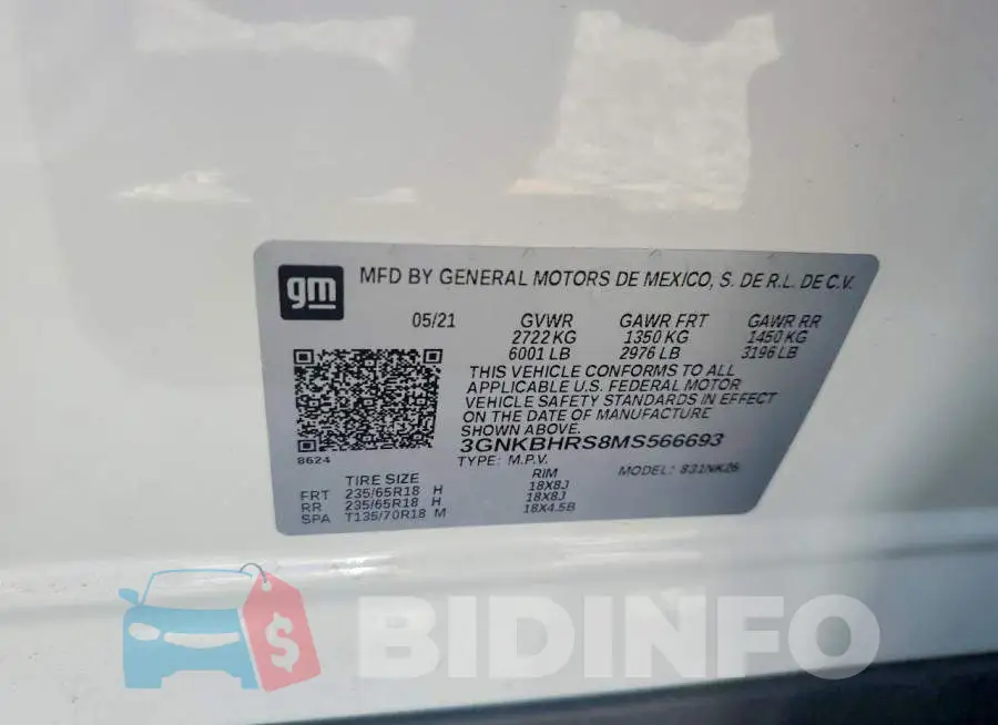 3GNKBHRS8MS566693 Photo# 13