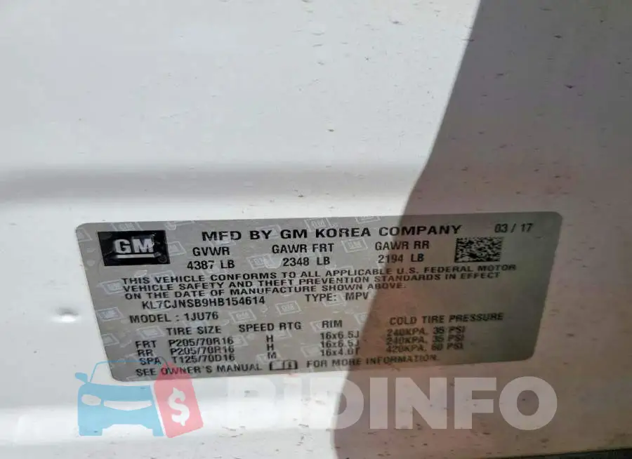KL7CJNSB9HB154614 Photo# 14