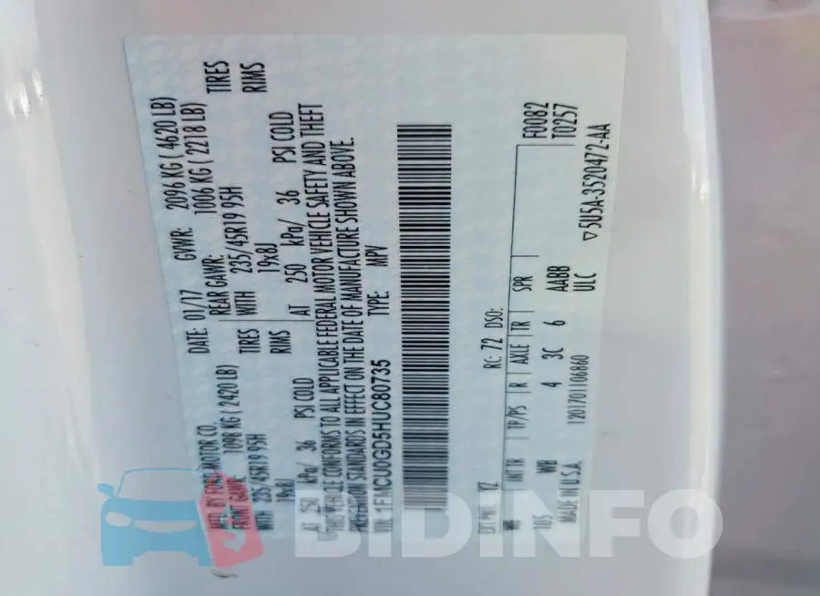 1FMCU0GD5HUC80735 Photo# 12