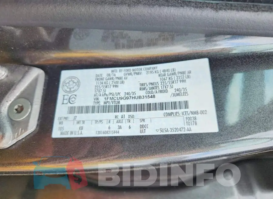 1FMCU9G97HUB31548 Photo# 14