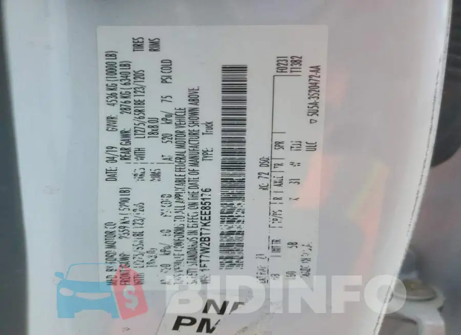 1FT7W2BT7KEE85176 Photo# 13