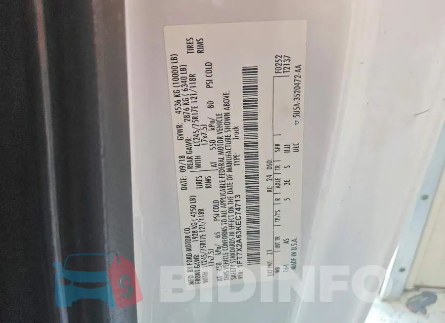 1FT7X2A63KEC74713 Photo# 12