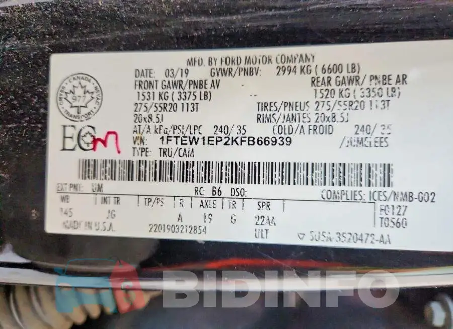 1FTEW1EP2KFB66939 Photo# 12