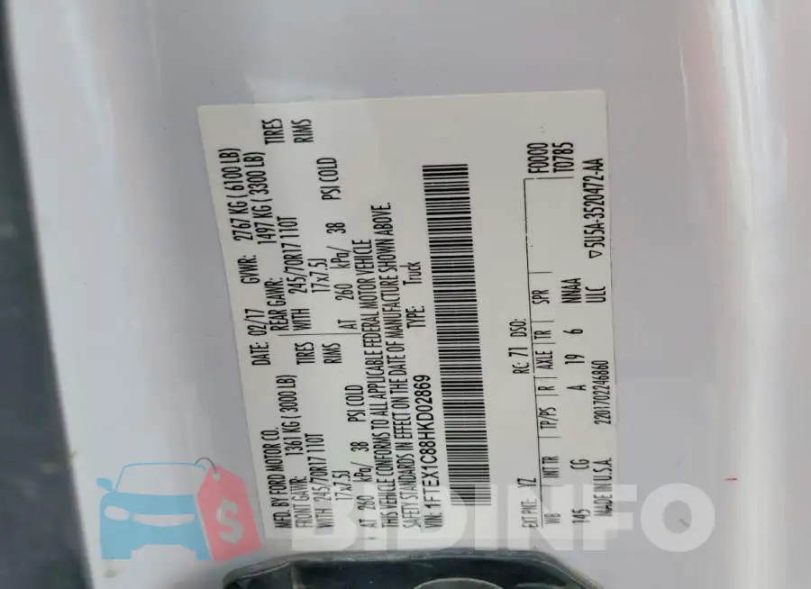 1FTEX1C88HKD02869 Photo# 12