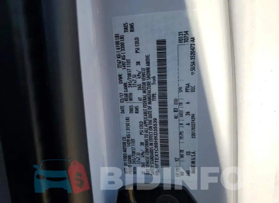1FTEX1C89HKD35539 Photo# 12