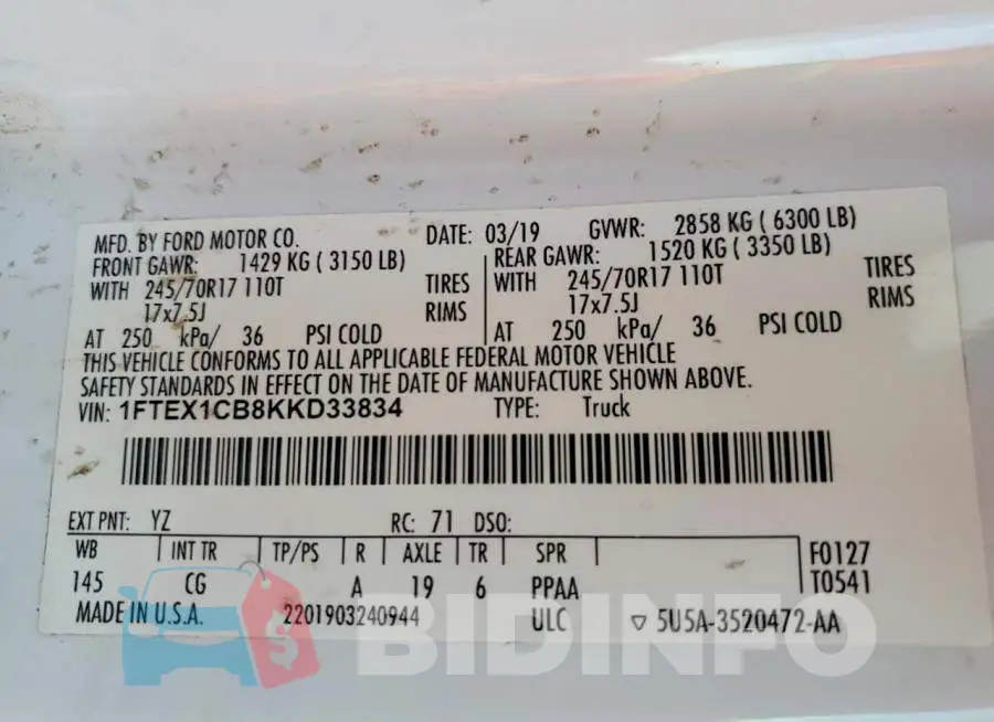 1FTEX1CB8KKD33834 Photo# 12