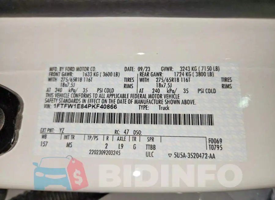 1FTFW1E84PKF40866 Photo# 12