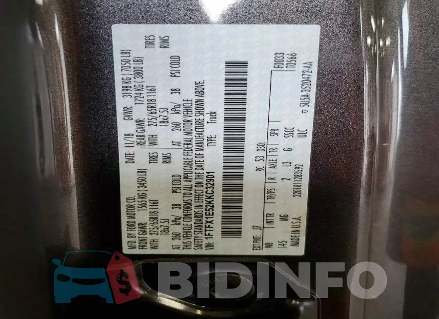 1FTFX1E52KKC32901 Photo# 12