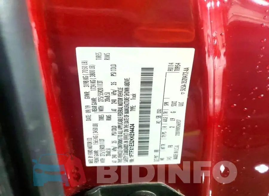 1FTFX1E52KKE94434 Photo# 13