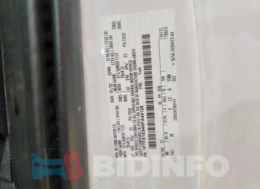 1FTFX1E84NFA44128 Photo# 12