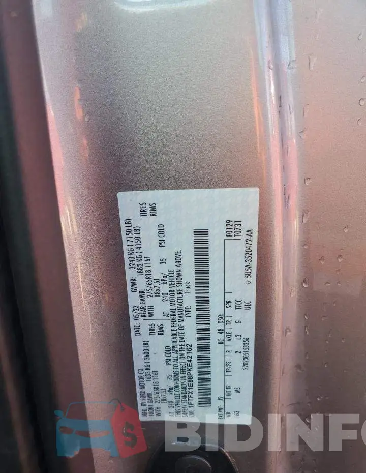 1FTFX1E88PKE42162 Photo# 13