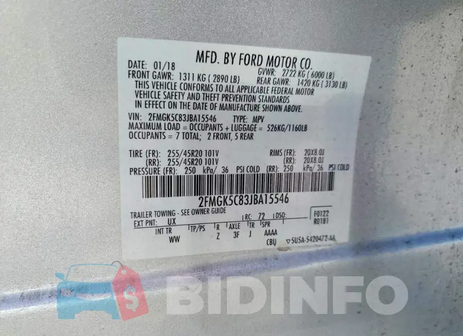 2FMGK5C83JBA15546 Photo# 12