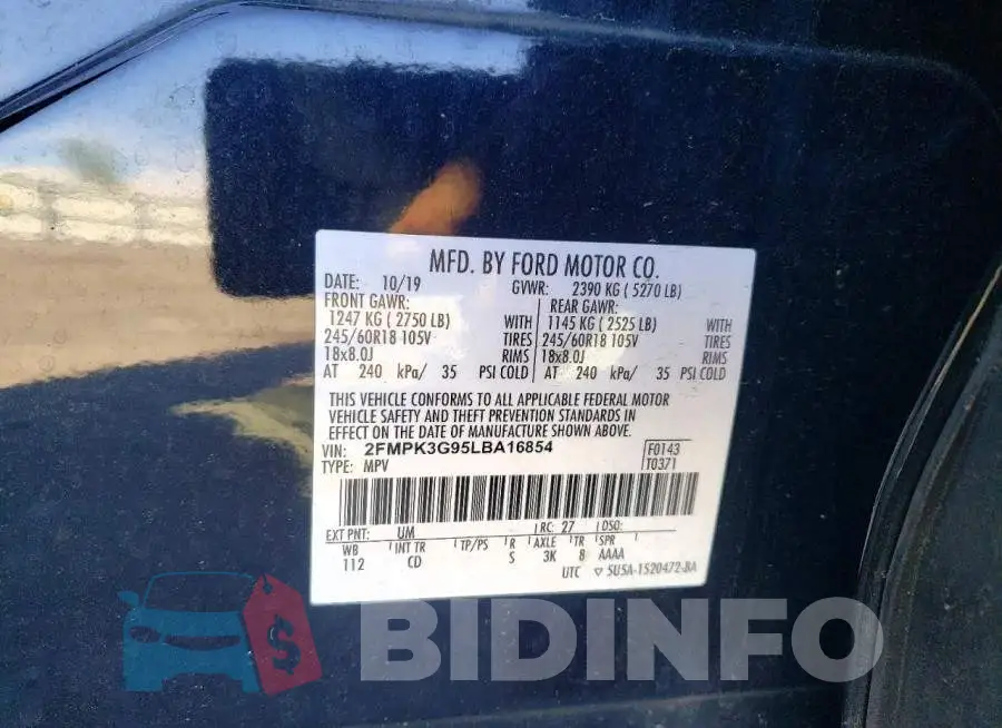 2FMPK3G95LBA16854 Photo# 13