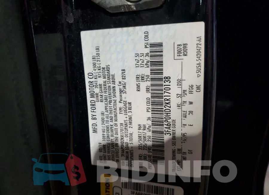 3FA6P0HD2KR170138 Photo# 12