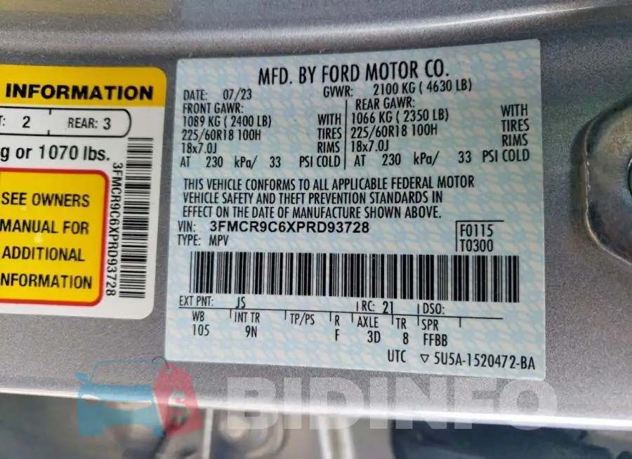 3FMCR9C6XPRD93728 Photo# 13