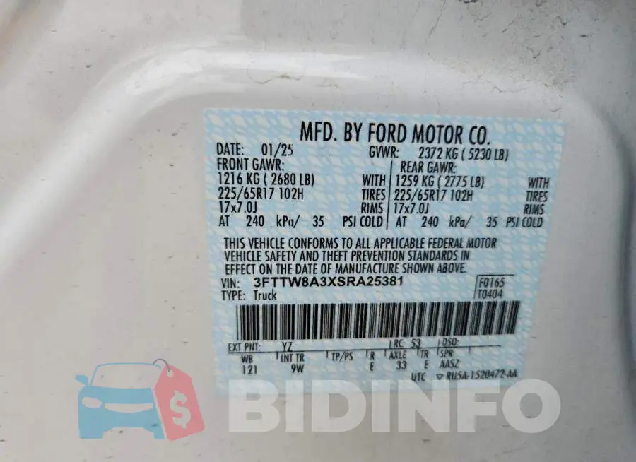 3FTTW8A3XSRA25381 Photo# 13
