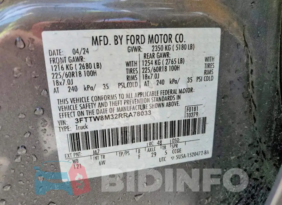 3FTTW8M32RRA78033 Photo# 12