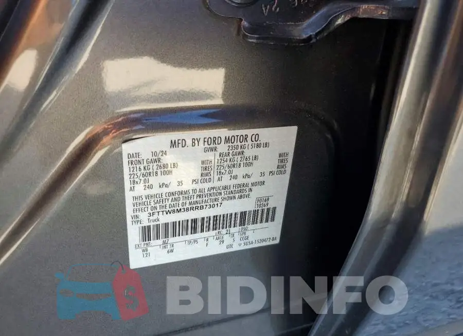 3FTTW8M38RRB73017 Photo# 12