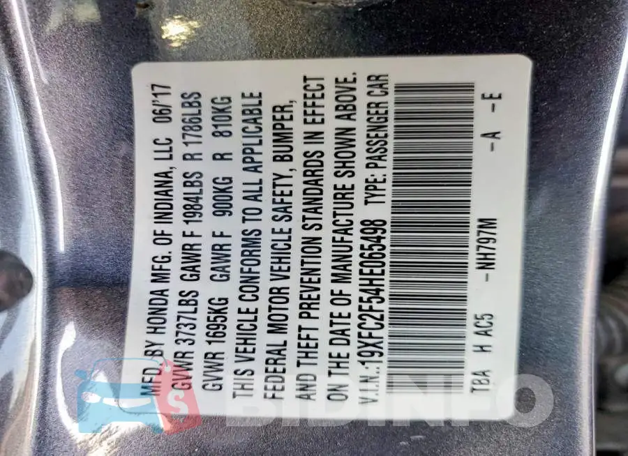19XFC2F54HE065498 Photo# 13