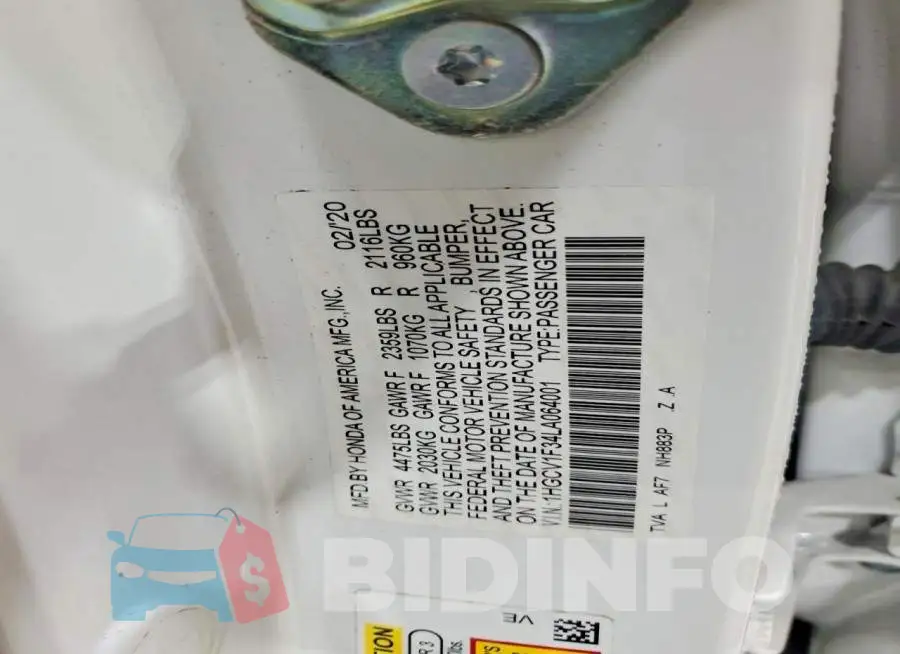 1HGCV1F34LA064001 Photo# 12