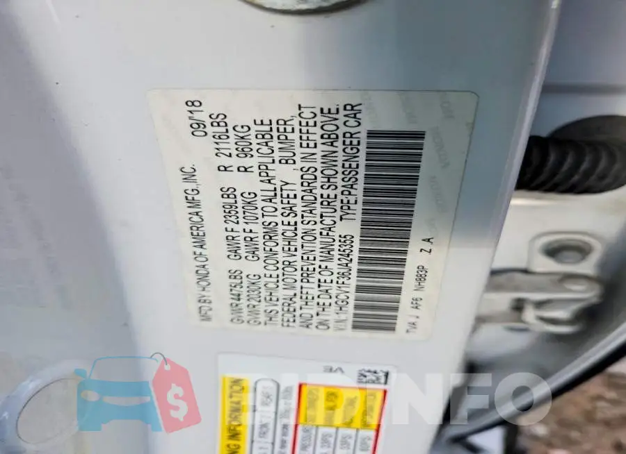 1HGCV1F36JA245355 Photo# 13