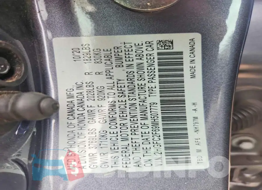 2HGFC2F69MH507779 Photo# 12