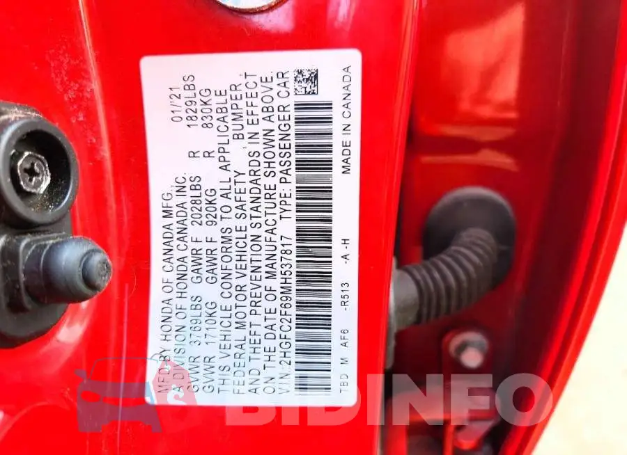 2HGFC2F69MH537817 Photo# 13