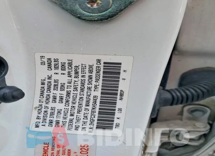 2HGFC2F87KH544439 Photo# 12