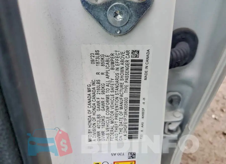2HGFE1F73RH305900 Photo# 13