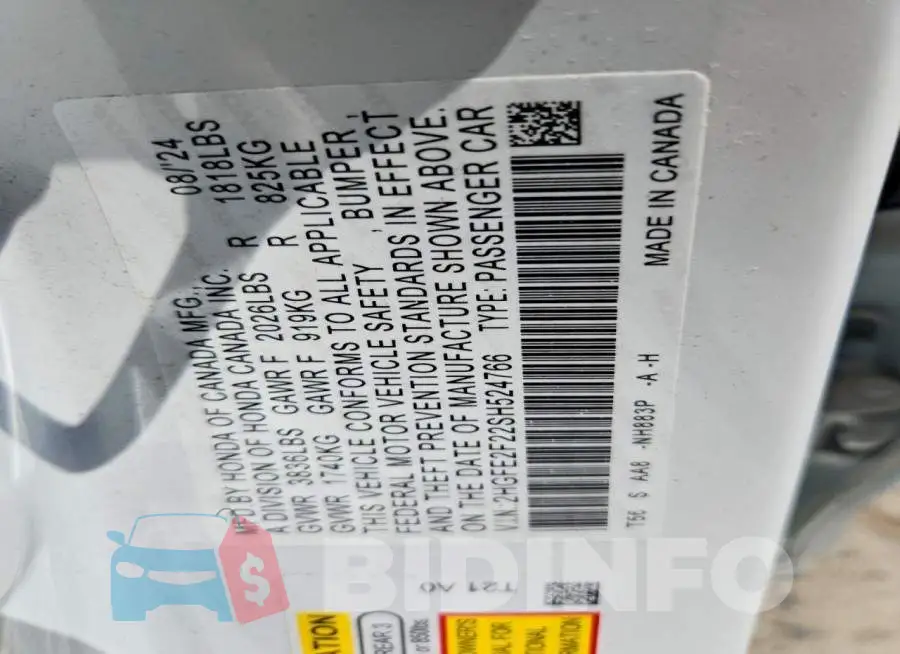 2HGFE2F22SH524766 Photo# 12
