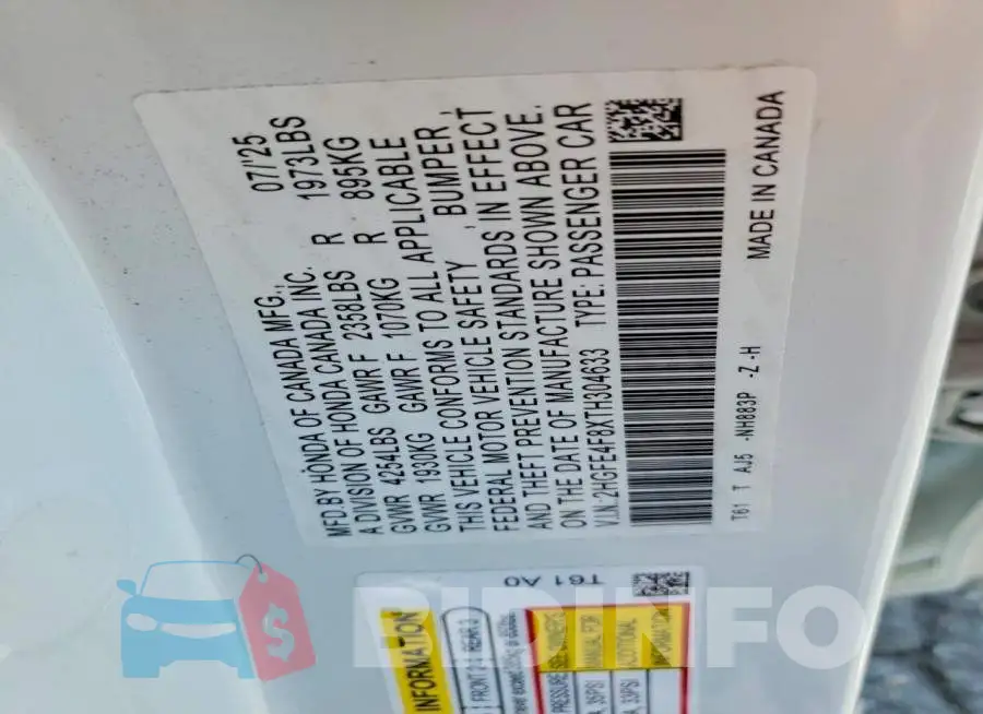 2HGFE4F8XTH304633 Photo# 12