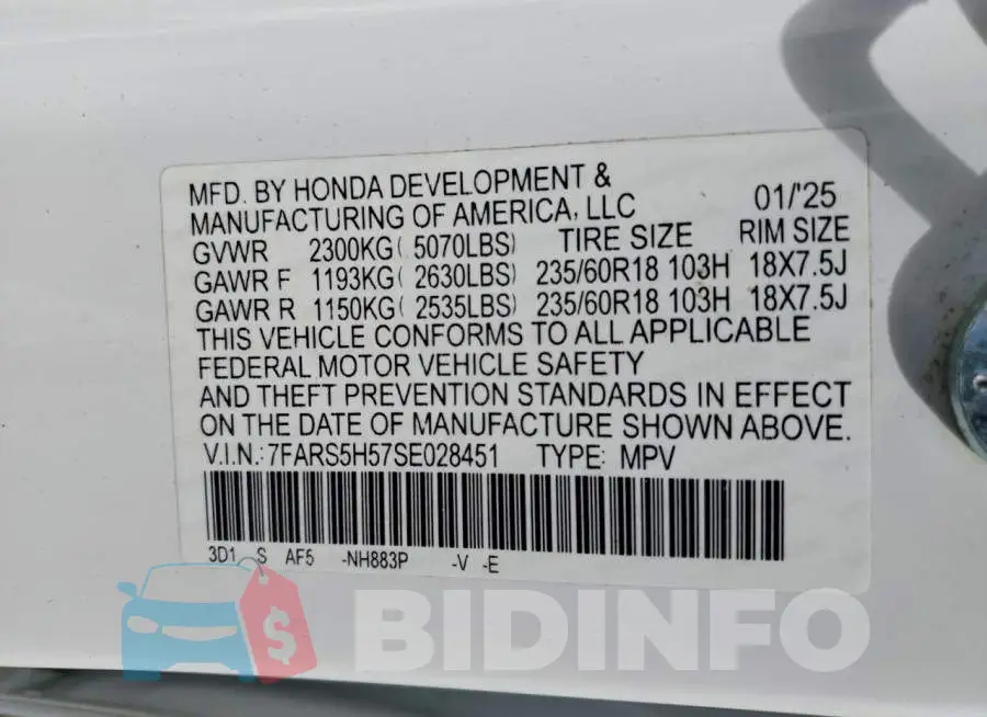 7FARS5H57SE028451 Photo# 12