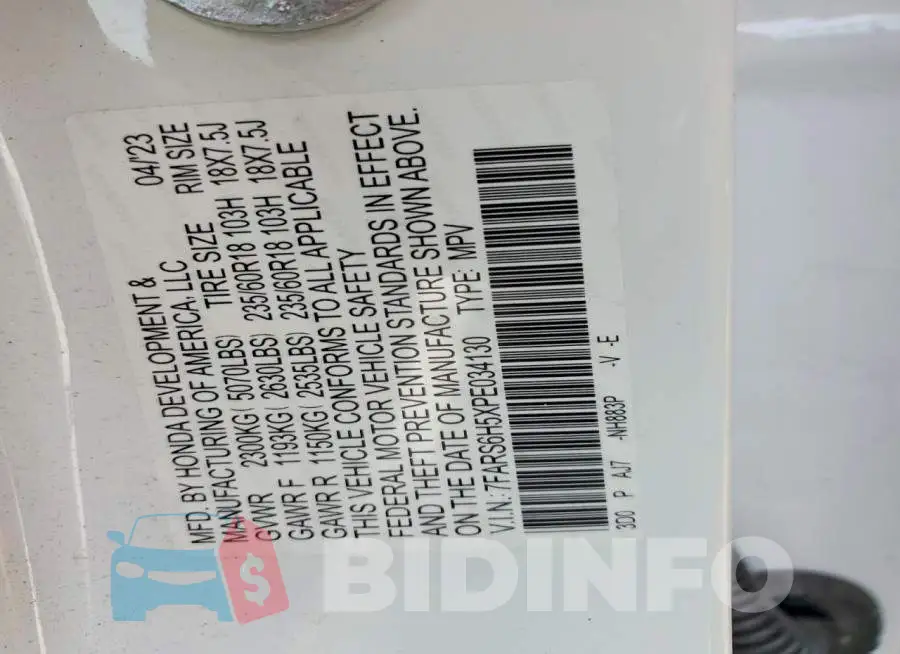 7FARS6H5XPE034130 Photo# 13